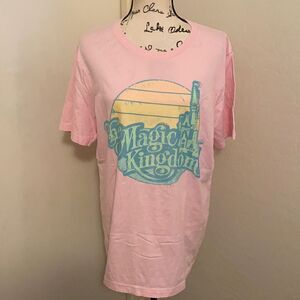 Disneyland Magic Kingdom Distressed Pink Graphic Shirt Amusement Park Disney Fan
